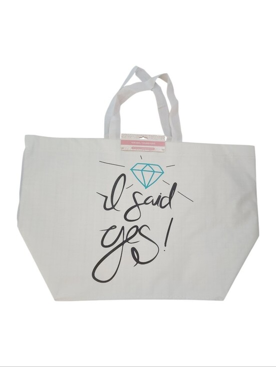 Handbags - Tote Bag "I Said Yes" Blue Diamond Print NWT